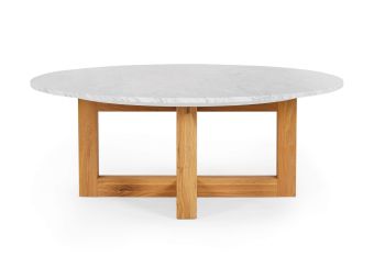 Bronte Italian Marble Coffee Table - Solid Oak Legs