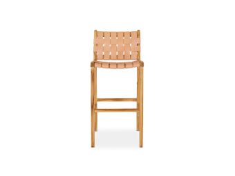 Cuba Barstool | Unique Nude Woven Leather and Teak Timber Design