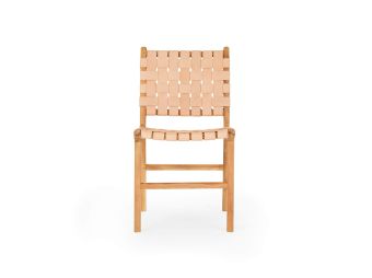 Cuba Dining Chair | Nude Woven Cow Leather & Solid Wood