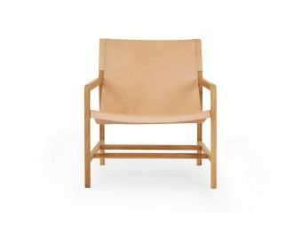 Cuba Accent Armchair | Nude Leather | Solid Teak Wood