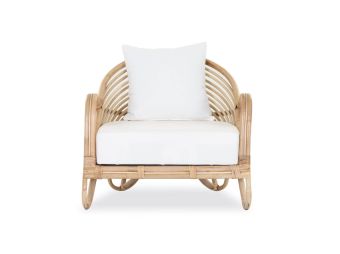 Fortuna Armchair | Natural Rattan with White Fabric