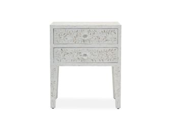 Portia Mother of Pearl Bedside Table | White