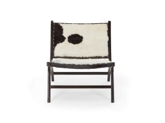 Tobago Armchair - Black & White Hide & Solid Wood