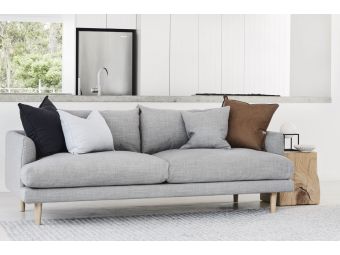 Hampton 3 Seat Sofa Light Grey Fabric