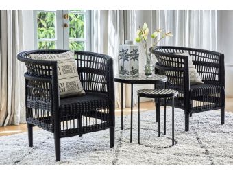 Malawi Style Rattan Armchair | Black