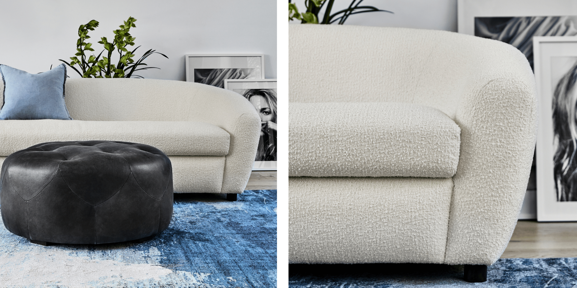 Sofia 3 Seat Sofa (Boucle Cream) - Lounge Lovers