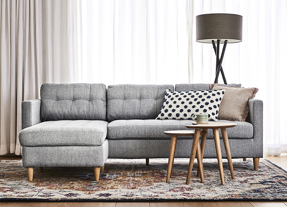 Alexis Chaise Reversible Sofa Light Grey Style Shoot