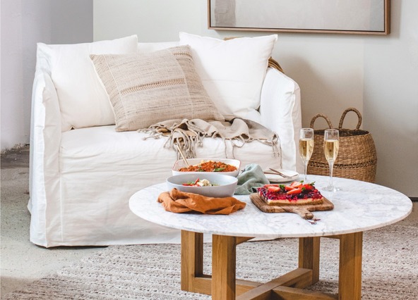 Bronte Coffee Table Round Marble / Natural Style Shoot