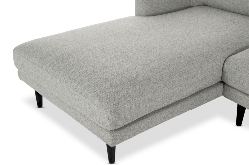 Alice Chaise Sofa Left Hand Vienna Light Grey Black Leg Up Close