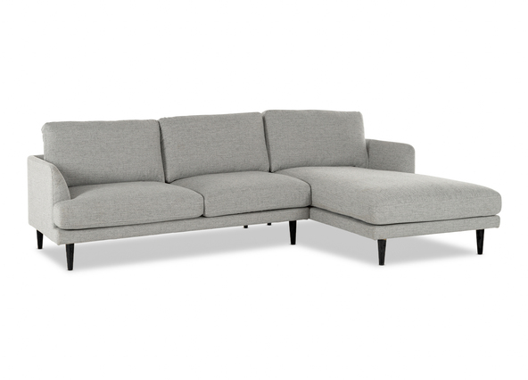 Alice Chaise Sofa Vienna Light Grey Black Leg Angle