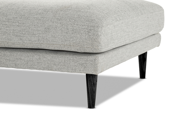 Alice Chaise Sofa Vienna Light Grey Black Leg Feet Up Close