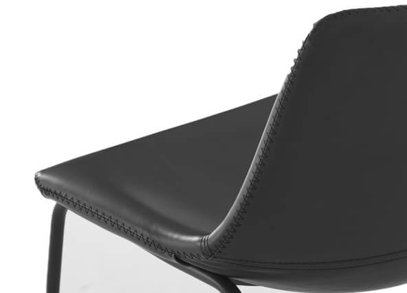 Apollo Bar Stool Black PU 60cm Back Up Close