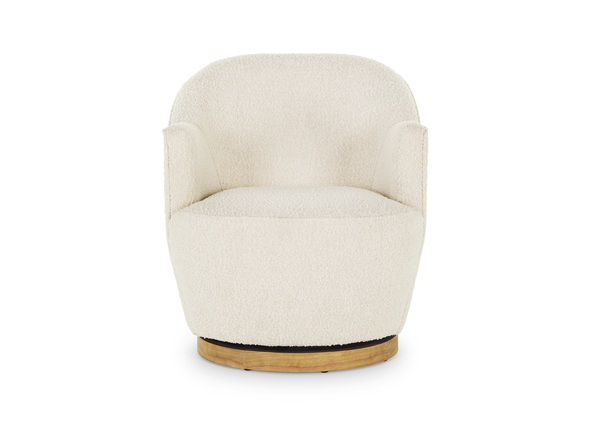 Chloe Swivel Chair Ivory Boucle Front