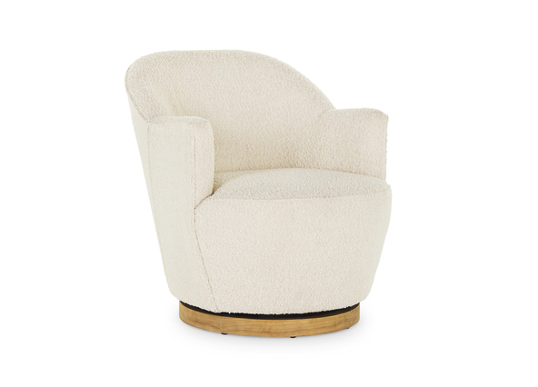 Chloe Swivel Chair Ivory Boucle Angle