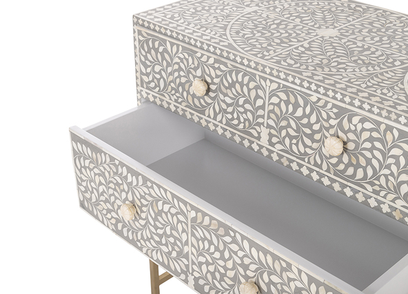 Cleo Chest of 6 Drawers Light Grey Open Up Close