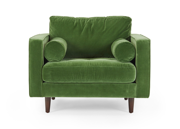 Draper Armchair Velvet Green Front