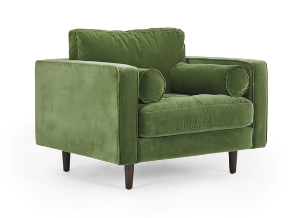 Draper Armchair Velvet Grass Angle