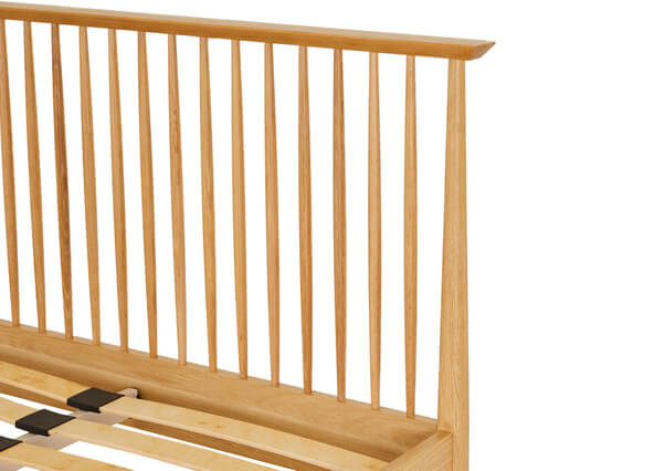 Erikson Spindle Bed Queen Oak Up Close