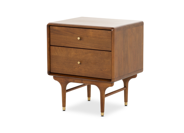 Manhattan Bedside Table Walnut 2 Drawer Angle