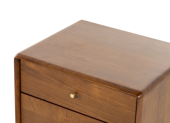 Manhattan Bedside Table Walnut 2 Drawer Top Up Close