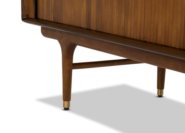 Manhattan TV Unit 160 Walnut Legs Up Close