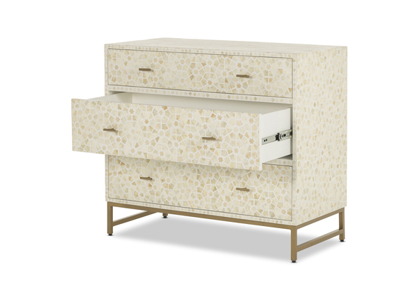 Roma Chest of 3 Drawers White Open Angle