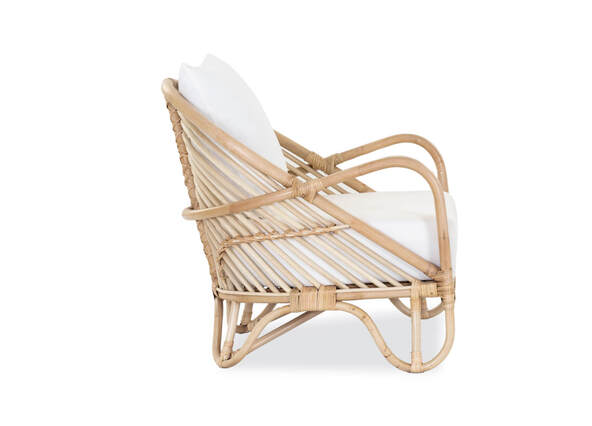 Fortuna Armchair Natural Rattan White Fabric Side