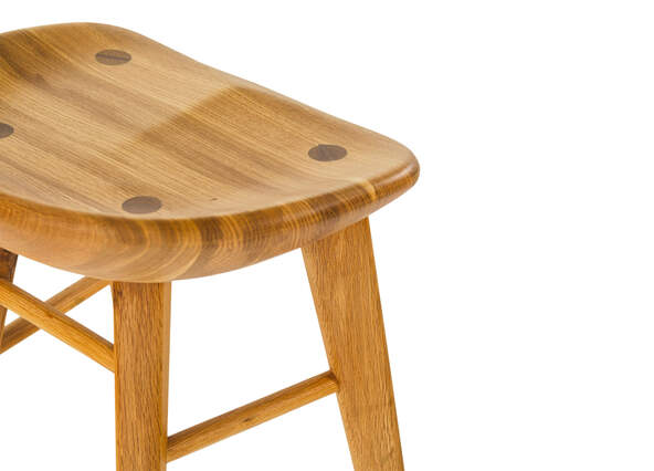 Saddle Bar Stool American Oak 65cm Seating Up Close