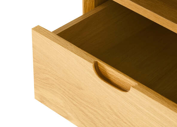 Erikson Bedside Table Oak Drawer Up Close