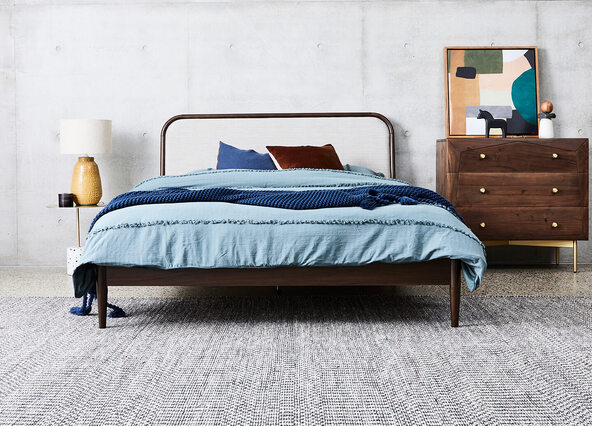 Erikson Upholstered Bed Queen Oak Style Shoot